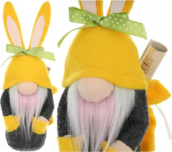 Figurine dekorative Saska Gift and Decor Easter Holiday Bunny With Sack, lepurush Pashke, 20 cm, shumëngjyrësh