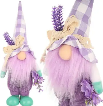 Figurinë dekorative Saska Gnome Lavender, 25cm, për Pashkë, vjollcë