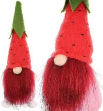 Figurine dekorative Saska Santa Gnome Strawberry, 20cm, dekor Pashke, e gjelbër e kuqe