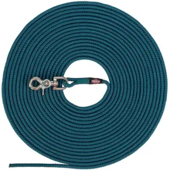 Litar trajnimi për qen Trixie Drag Line Round, 15m, 0.6cm, petrol blu