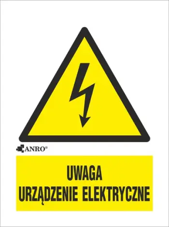 Ngjitës paralajmërues ANRO Attention Electrical Device, 52 x 74mm, i verdhë