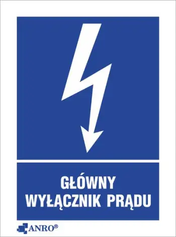 Stiker paralajmërues ANRO Main Power Switch, vetëngjitës, 52 x 74mm