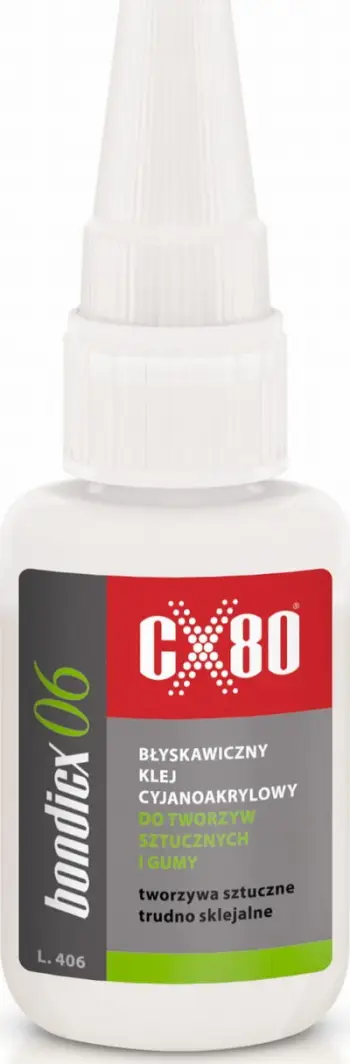 Ngjitës për gomë CX80 Bondicx 06, cyanoakrilat, 20 g, transparent