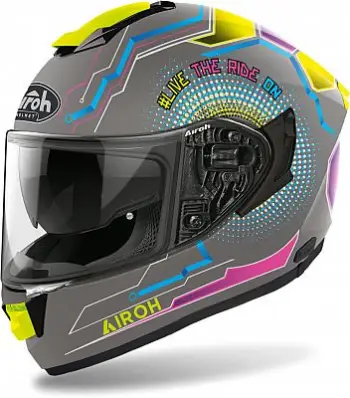 Helmetë integrale Airoh ST 501 Power, XXL, gri mat me neon të verdhë rozë dhe blu