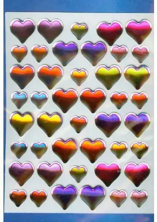 Stikera 3D dekorative Avery Zweckform Hearts, folie, zemra, shumëngjyrëshe