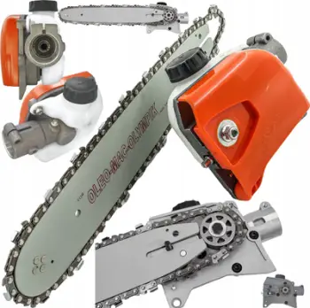 Aksesori sharrë zinxhiri për motor‑kosë me benzinë, bosht 9 spline, diametër 28 mm, gri