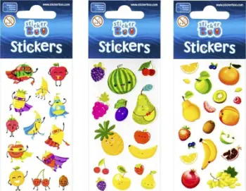 Stikera ngjitëse Sticker Boo Fruits, figura frutash, shumëngjyrëshe