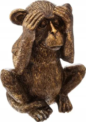 Figurina dekorative Atmosphera Golden Monkeys Hear See Silence, set 3 copë, poliurezine, ngjyrë e artë