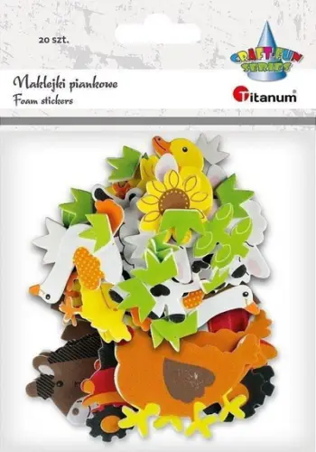 Stikera shkumë Titanum Foam Stickers Farm Animals, set 20 copë, shumëngjyrëshe