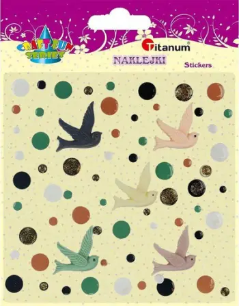 Stikerë dekorativë Titanum Resin Stickers 3D Birds and Circles, 60 copë, efekt 3D, shumëngjyrëshe