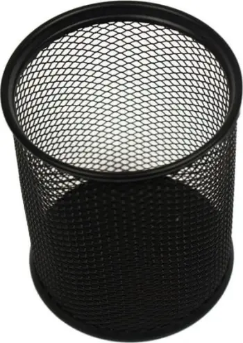 Mbajtëse stilolapsash Titanum Mesh, rrjetë metalike, cilindrike, e zezë