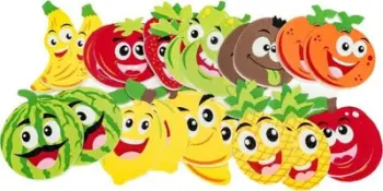 Stikera shkumë Brewis Foam Stickers Fruit Smiley Faces, 22 copë, shumëngjyrëshe