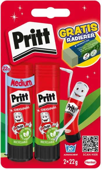 Ngjitës në stik Pritt Glue Stick BTS, set 2x22g, me gomë, i sigurt për fëmijë