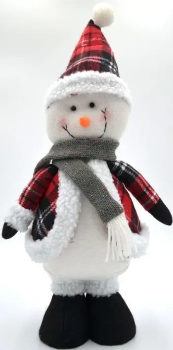 Figurinë dekorative Saska Christmas Snowman, 50cm, e bardhë kuqe zi