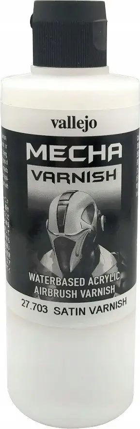 Llak akrilik Vallejo Mecha Satin Varnish, 200ml, për furçë dhe airbrush, transparent