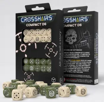 Set zare Q Workshop Crosshairs Compact D6, 20 copë, 14 mm, bezhë dhe ulliri