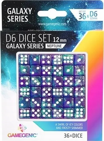 Set zare Gamegenic Galaxy Series D6, 12mm, 36 copë, Neptune - 1