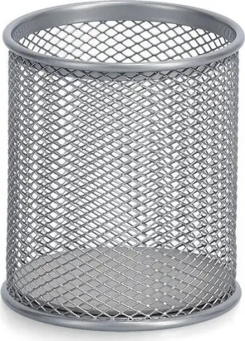 Mbajtëse stilolapsash Zeller, alumin, 8.3 x 8.3 x 9.5 cm, argjendtë