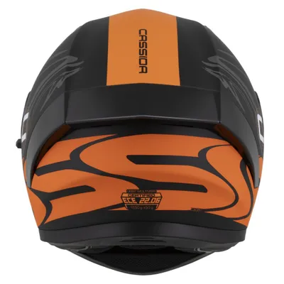 Helmetë integrale Cassida Orbit Multivers, ECE 22.06, me diell, e zezë matte portokalli gri e bardhë, XL - 4