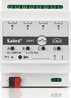 Aktor komutues Satel KNX-SA41, 4 kanale, për sistem KNX
