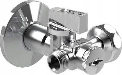 Valvul këndore Arco DUAL2902, 1/2" 3/4" 3/8", për lavatriçe, e kromuar - 2