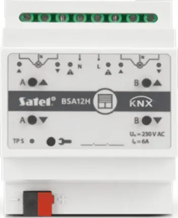 Aktuator për roleta Satel KNX-BSA12H, 2 kanale, 230V AC