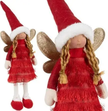 Figurinë zanë Krishtlindjesh Ruhhy 22346, dekorative, 40cm, e kuqe