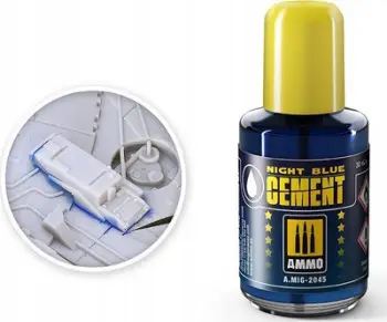 Ngjitës plastik për modelizëm Ammo of Mig Night Blue Cement, 30ml, blu
