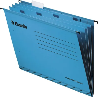 Dosje pezulluese Esselte Pendaflex, A4, e përforcuar, V Base, blu, 10 copë - 1