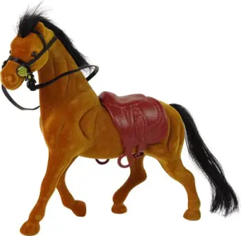 Figurine lodër kali Brown Velvet Horse, kadife, kafe me të kuqe