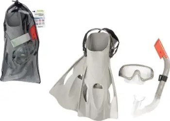 Set zhytjeje Bestway Gray Diving Set 25020, maskë xham i kalitur, pendë 41 46, gri