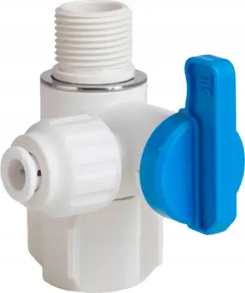 Valvul këndore mbyllëse, 3/8"x3/8"x1/4", plastikë, e bardhë
