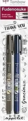 Stilolaps brush Tombow Fudenosuke WS-BHS-2P, majë Hard dhe Soft, i zi