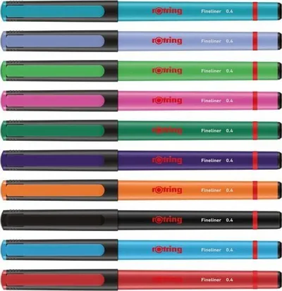Stilolaps fibër Rotring Fineliner, 0.4 mm, set 4 copa Fun Colors - 3