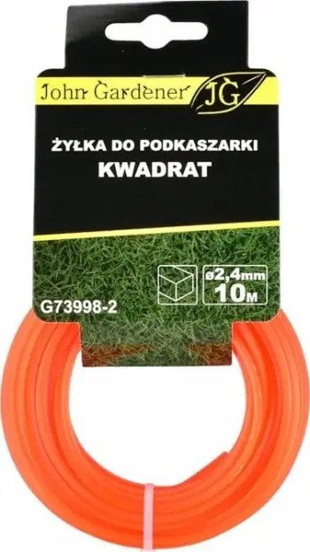 Fije prerëse për kosa John Gardener G73998-2, 2.4mm, 10m, katrore, portokalli
