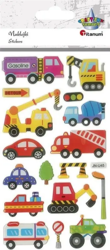 Ngjitësa dekorative Titanum Convex Stickers Utility Vehicles Mix, 3D, set 50 copë, shumëngjyrëshe