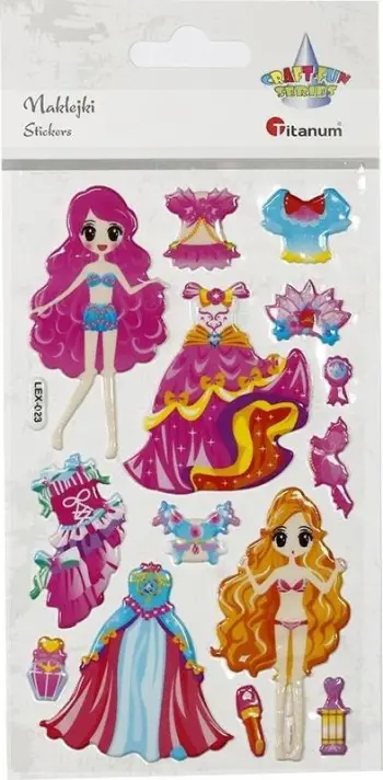 Ngjitësa dekorativë Titanum Raised Stickers Dolls and Outfits, efekt 3D, shumëngjyrësh