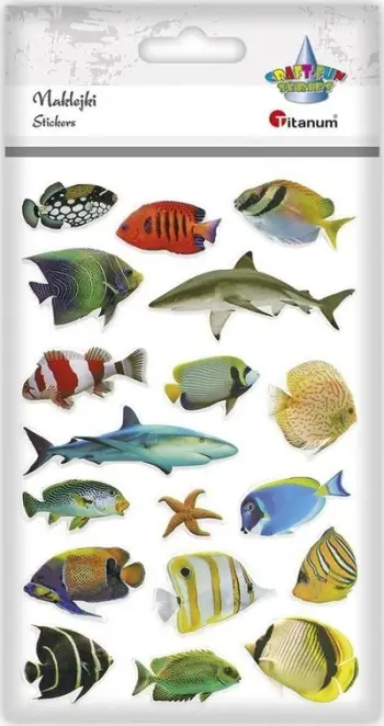 Ngjitëse 3D Titanum Convex Stickers Aquatic Animals, set 18 copë, shumëngjyrëshe