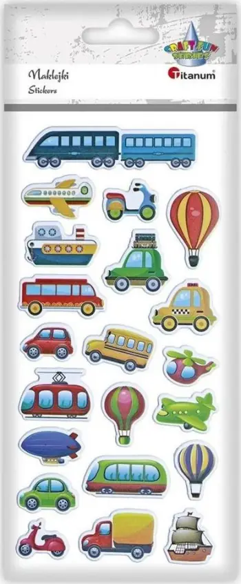 Ngjitëse 3D Titanum Convex Soft Stickers Vehicles Mix, set dekorativ, shumëngjyrëshe