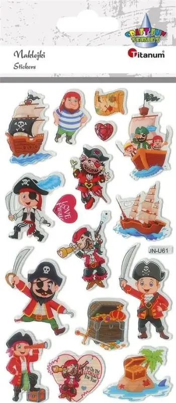 Ngjitëse 3D Titanum Embossed Stickers Pirates Mix, set 16 copë, shumëngjyrëshe