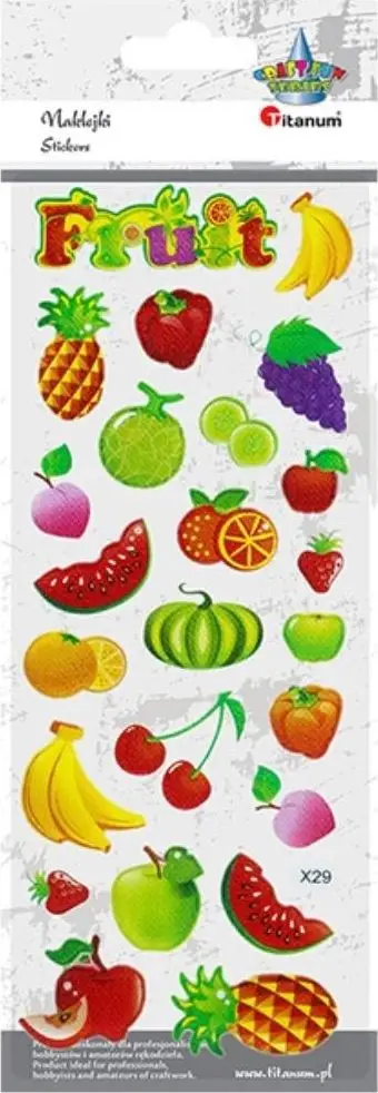 Ngjitëse dekorative Titanum Raised Soft Stickers Fruit, efekt 3D, motive fruta, shumëngjyrëshe