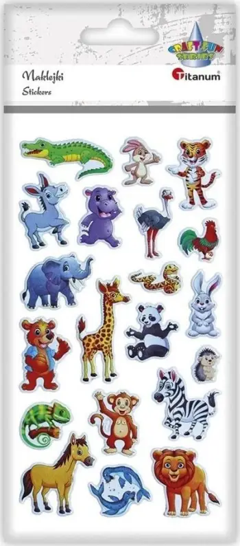 Ngjitëse dekorative Titanum Raised Stickers Animals Mix, 50 copë, me kafshë, shumëngjyrëshe