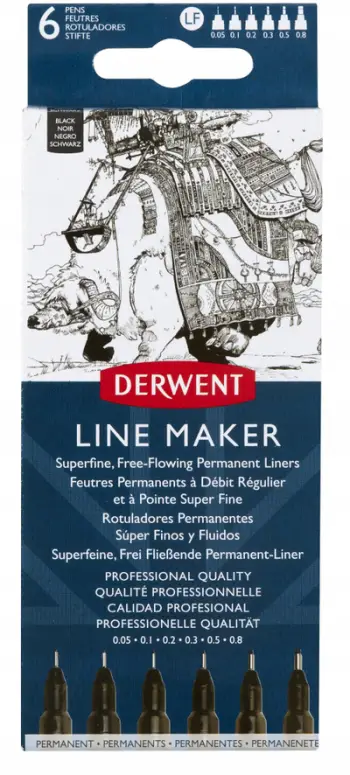 Stilolaps grafik Derwent Line Maker, set 6 copë, i zi