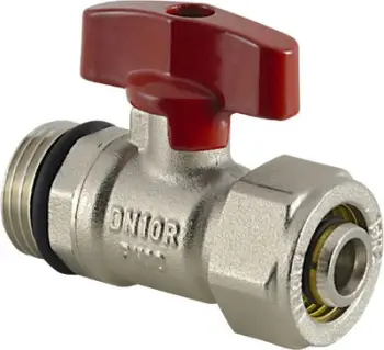 Valvul me sferë Ferro KPEX16, 1/2", për tuba PEX 16x2 mm, me dorezë fluture të kuqe
