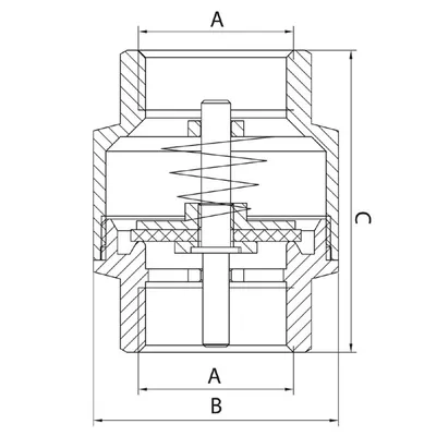Valvul njëkahëshe Ferro ZZM1, element mbyllës bronzi, 1/2" - 2