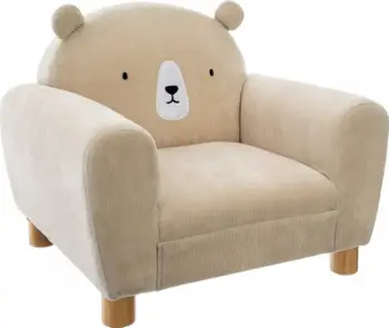 Karrige për fëmijë Bear Armchair With Backrest, me shpinore arushi, bezhë
