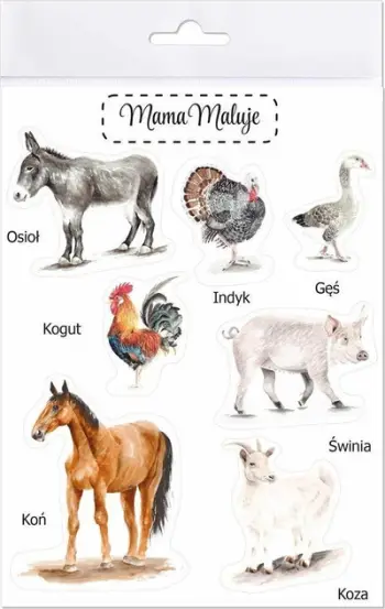 Ngjitësa të mëdhenj Mama Paints Farm Animals 2, 15x20 cm, shumëngjyrësh