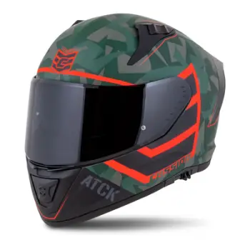 Helmetë moto CASSIDA Aero ATCK 2026, integrale, polikarbonat, kamuflazh jeshile e zezë gri portokalli