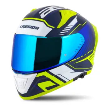 Helmetë moto Cassida Aero Drome, integrale, polikarbonat, blu fluoroshente e bardhë