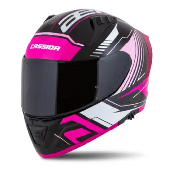 Helmetë moto CASSIDA Aero Drome, madhësia S, e zezë metalike rozë e bardhë